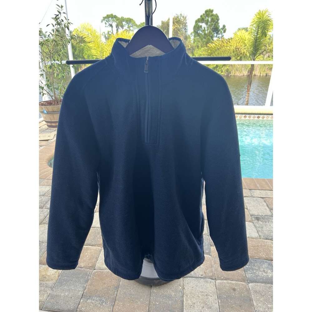 Orvis Fleece Lined Pullover Sweater Mens XL Blue Sherpa‎ Quarter Zip Gorpcore